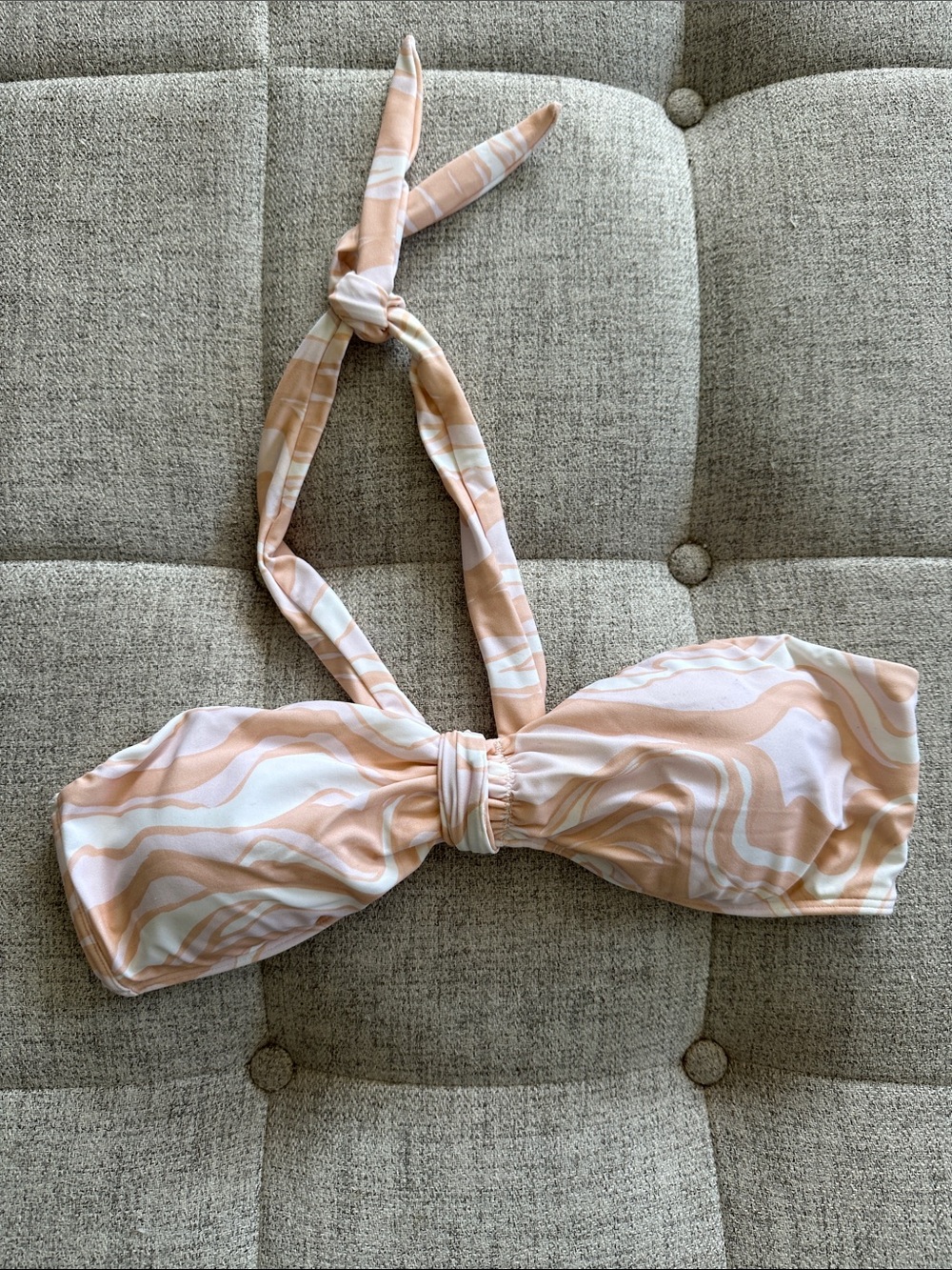 Abercrombie & Fitch Peach and White Swirl Bandeau Halter Bikini Top